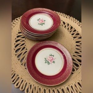 Vintage Homer Laughlin Lady Stratford Red 8 piece butter set